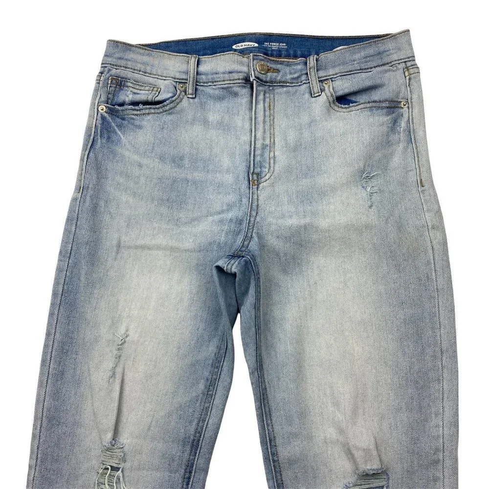 Old Navy The Perfect Straight Ankle Distressed Raw Hem Women's size 8 Blue Jeans - Picture 2 of 5